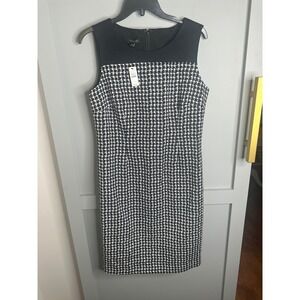 Talbots Women's Black White Houndstooth Sheath Dress Textured Top Size‎ 8